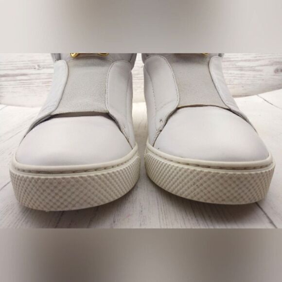 Versace Sneakers Shoes White Gold Medusa SZ 39 1/2 Women's - Picture 7 of 16